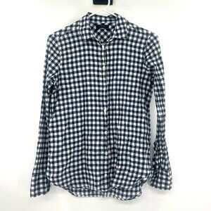J.Crew Blue White Gingham Button Front Shirt Cotton Women's Small